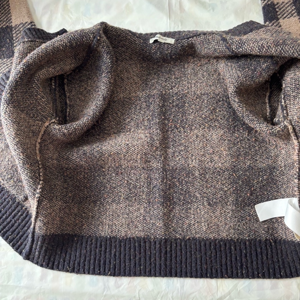 NWOT Madewell Plaid-Mix Colburne Cardigan Sweater Coziest Textured Yarn SZ XS - Picture 7 of 12